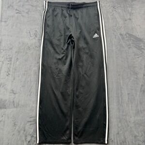 Adidas Mens Track Pants Black White Three Stripe Athletic Joggers Large